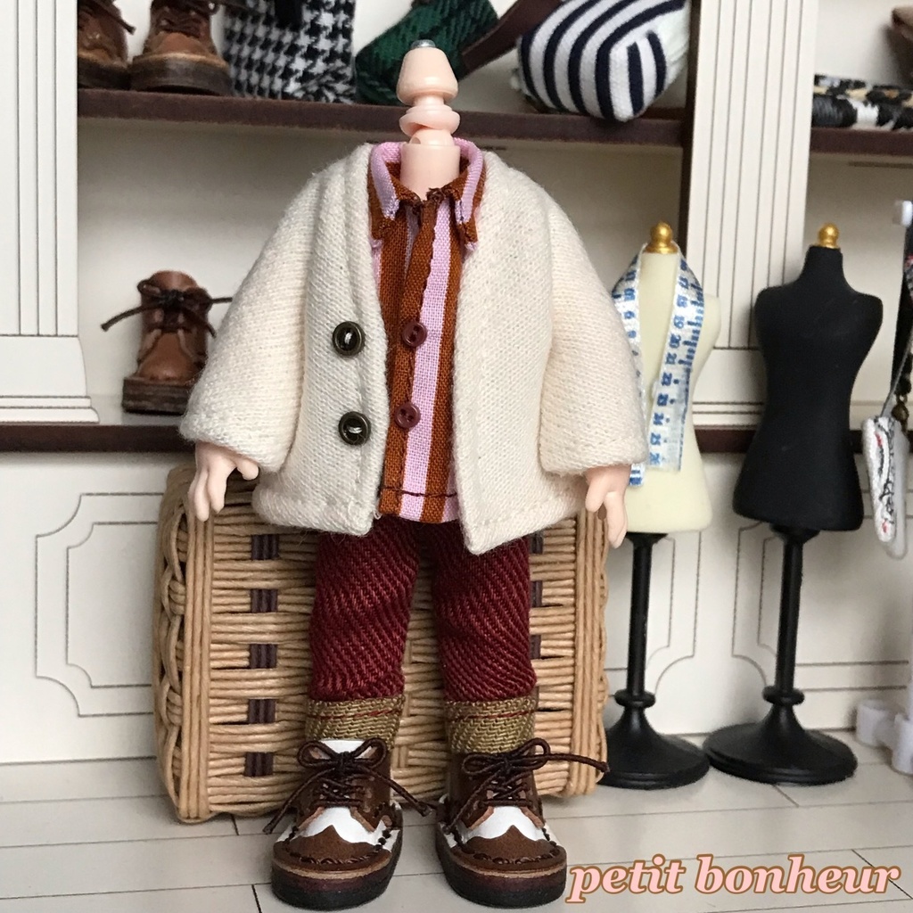 ＊オビツ11サイズ お洋服　単品　裏毛スエットカーディガン　オフホワイト＊