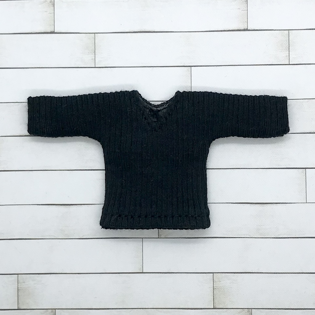 オビツ11サイズ お洋服  リブロンT黒  Vネック