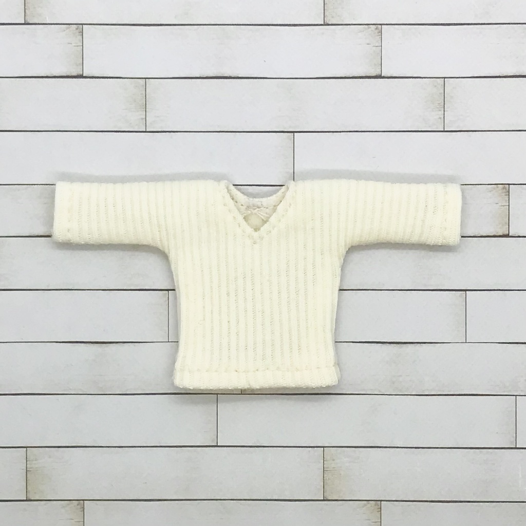 ＊オビツ11サイズ お洋服　単品　リブロングＴシャツ　クリーム　Ｖネック＊