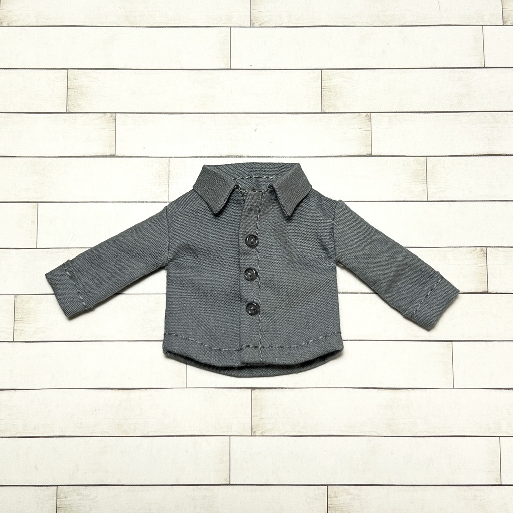 ＊オビツ11サイズ お洋服　単品　長袖シャツ　グレー　前閉じ＊