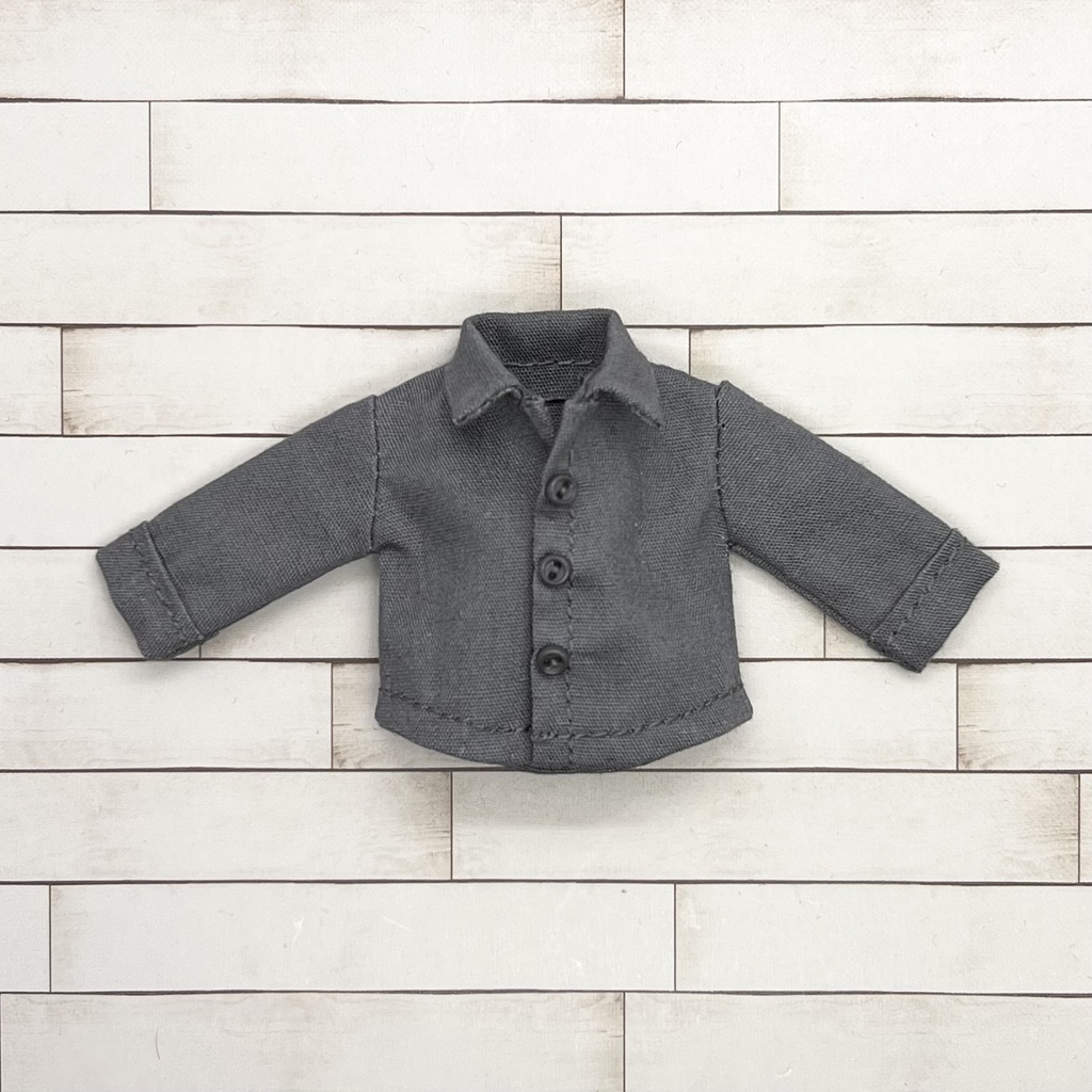 オビツ11サイズ お洋服  単品長袖シャツ グレー  前閉じ