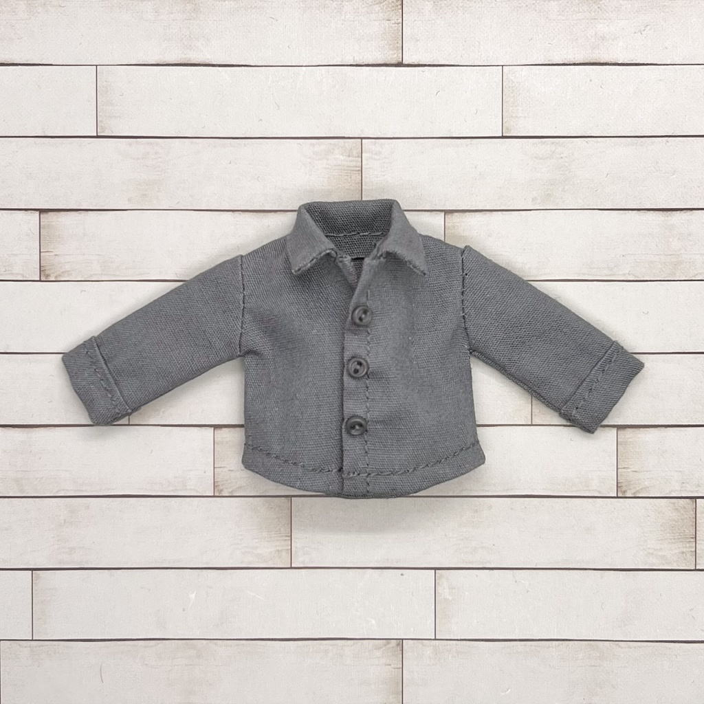 オビツ11サイズ お洋服  単品長袖シャツ グレー  前閉じ