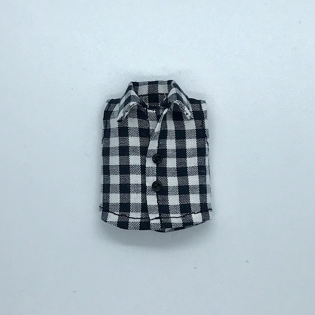 ＊オビツ11サイズ お洋服　単品　ノースリーブシャツ　ギンガムチェック　黒（大）＊
