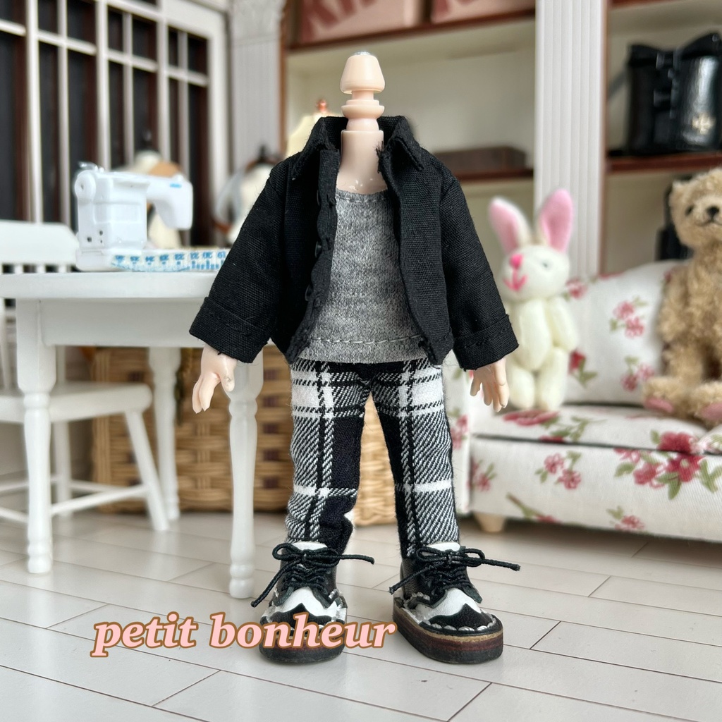 ＊オビツ11サイズ お洋服　単品　長袖シャツ　黒　前開き＊