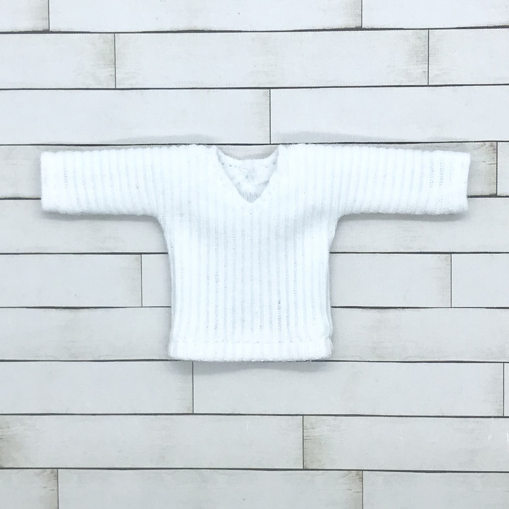 オビツ11サイズ お洋服  単品リブロンT   白　Vネック