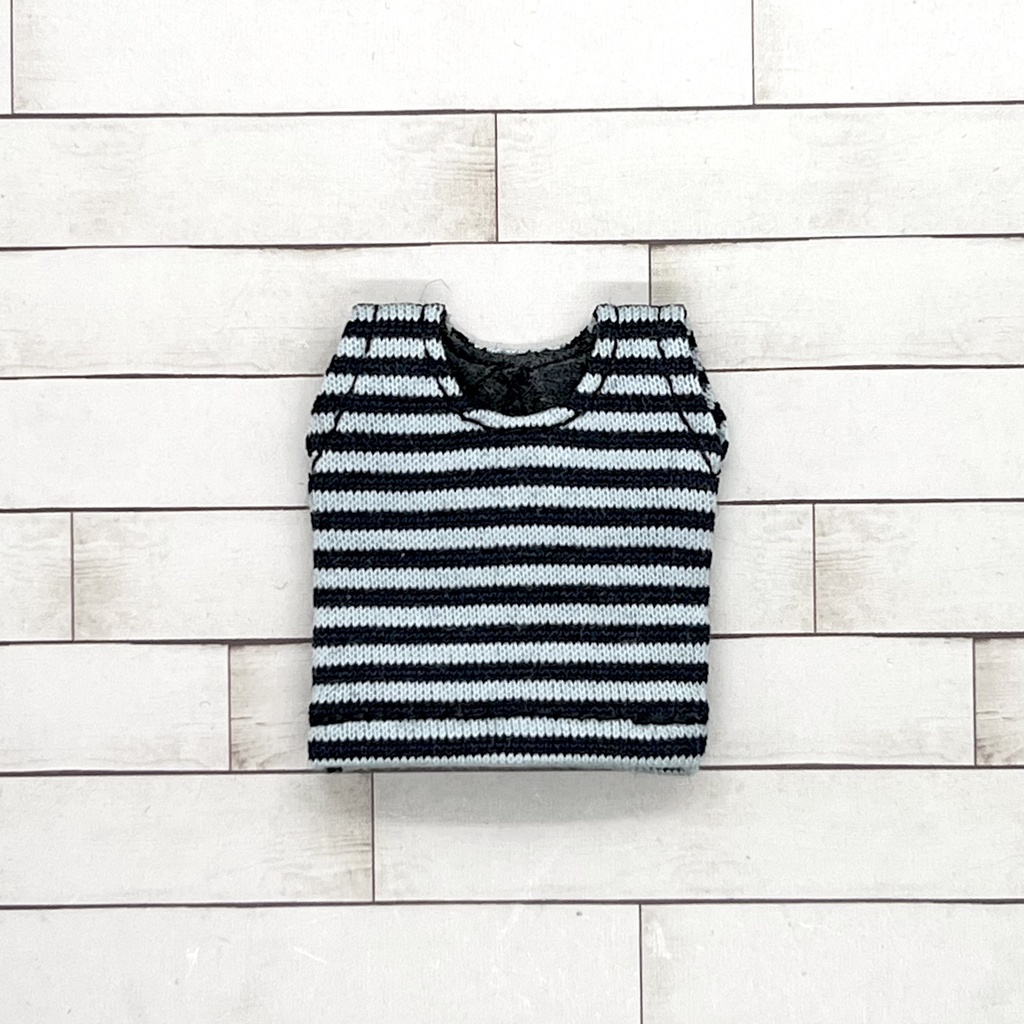 ＊オビツ11サイズ お洋服　単品　ノースリーブ　黒×グレーボーダー　丸首＊