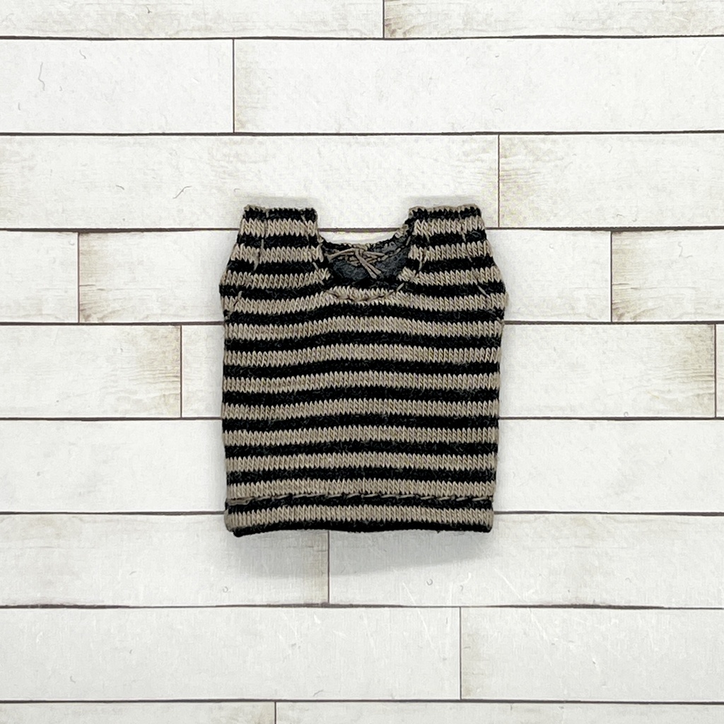 ＊オビツ11サイズ お洋服　単品　ノースリーブ　チャコールボーダー　丸首＊