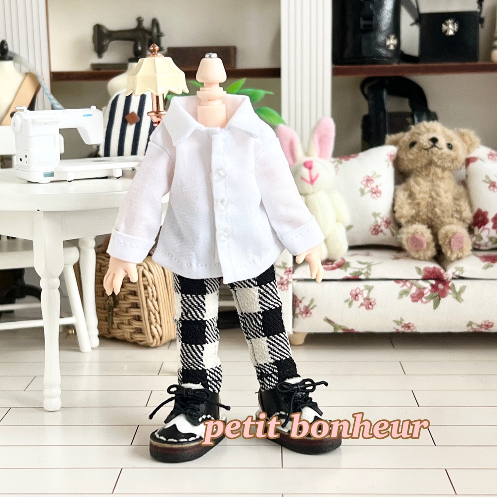 ＊オビツ11サイズ お洋服　単品　長袖シャツ　白　前閉じ＊