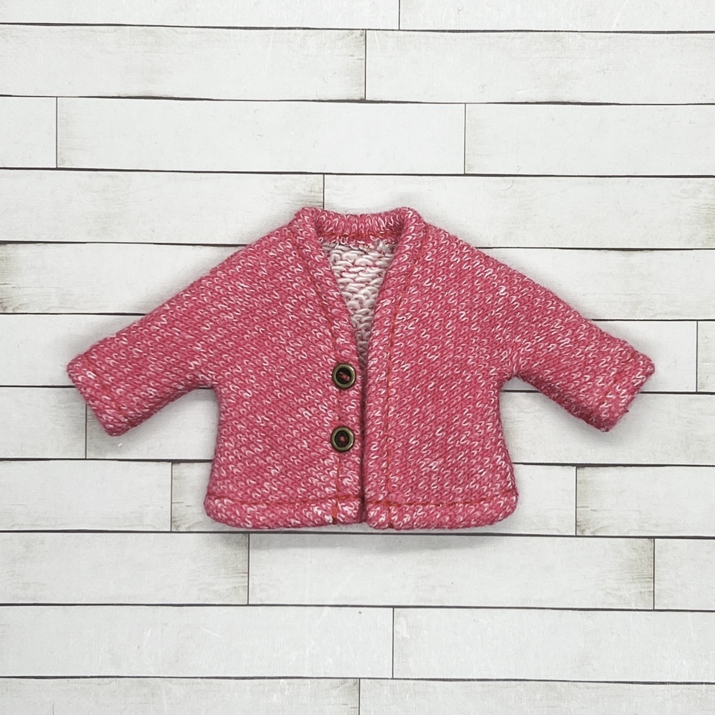 ＊オビツ11サイズ お洋服　単品　裏毛スエットカーディガン　杢赤＊