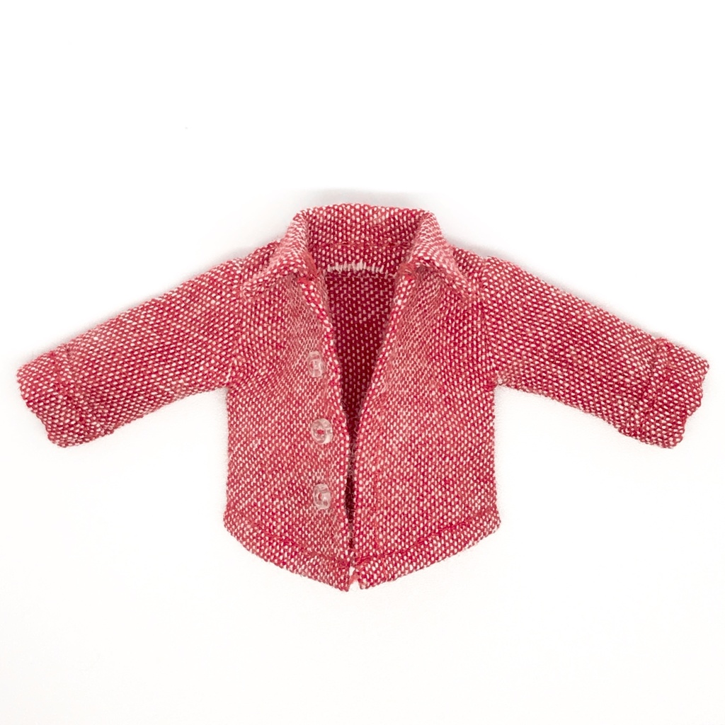 ＊オビツ11サイズ お洋服　単品　長袖シャツ　ダンガリー　赤　前開き＊