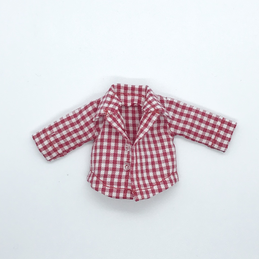 オビツ11サイズ お洋服 単品 長袖シャツ ギンガムチェック赤 小 Petit Bonheur ぷちぼぬ る Booth
