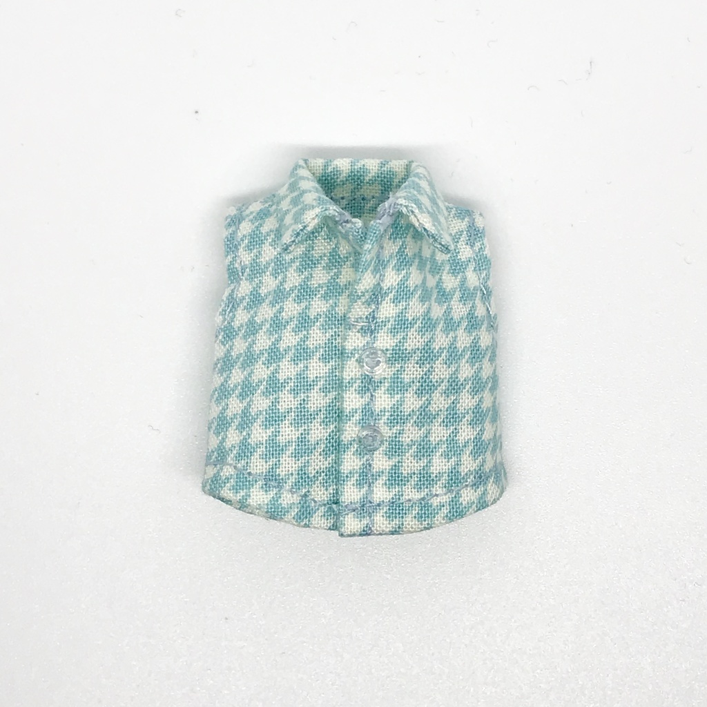 オビツ11サイズ お洋服　単品ノースリーブシャツ　千鳥格子ミント
