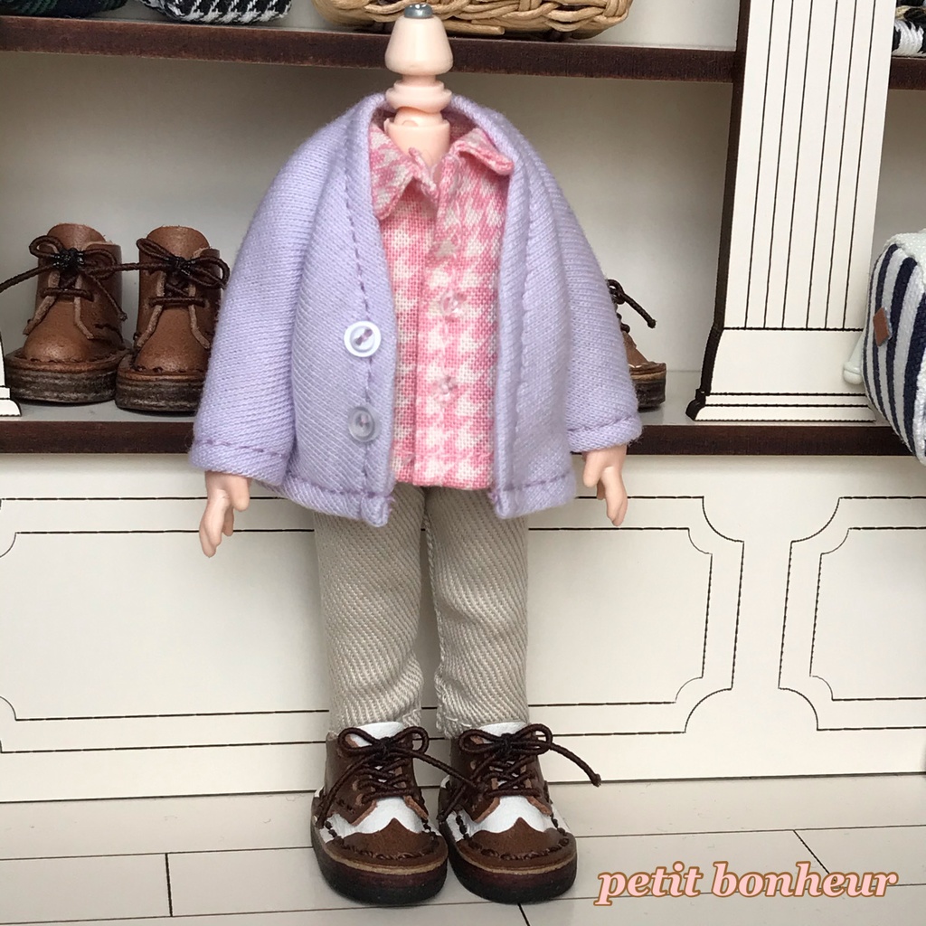＊オビツ11サイズ お洋服　単品　ノースリーブシャツ　千鳥格子　ピンク＊
