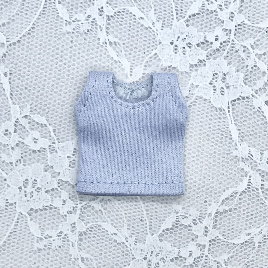 ＊オビツ11サイズ お洋服　単品　ノースリーブ　スモーキーペールブルー　丸首＊
