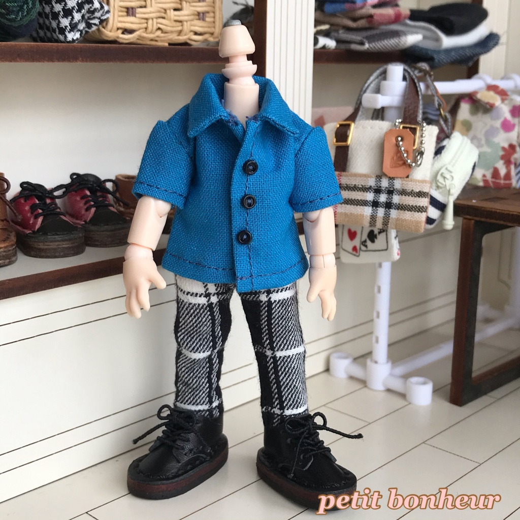 ＊オビツ11サイズ お洋服　単品　半袖シャツ　ロイヤルブルー　前閉じ＊
