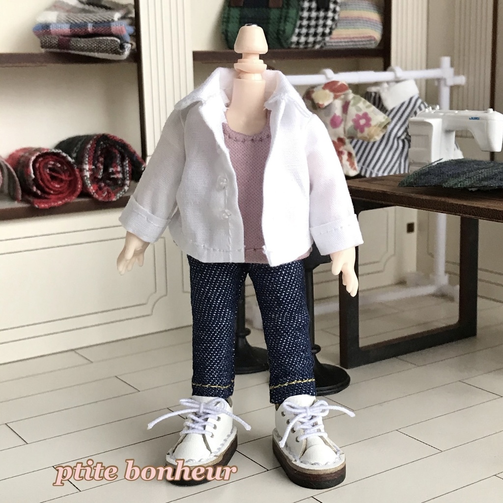 ＊オビツ11サイズ お洋服　単品　ノースリーブ　スモーキーピンク　丸首＊