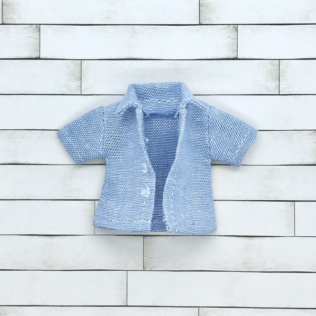 ＊オビツ11サイズ お洋服　単品　半袖シャツ　ダンガリー　スカイブルー　前開き＊