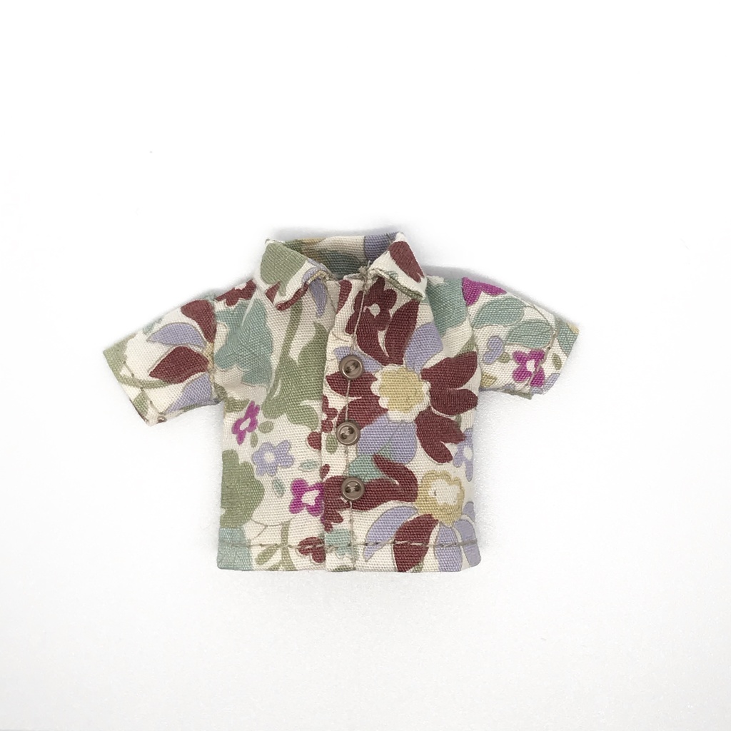 オビツ11サイズ お洋服　単品半袖シャツ　アースカラー花柄　前閉じ
