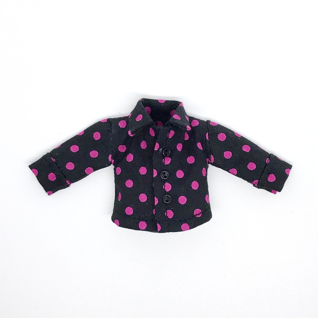 オビツ11サイズ お洋服　単品シャツ　黒×ホットピンク