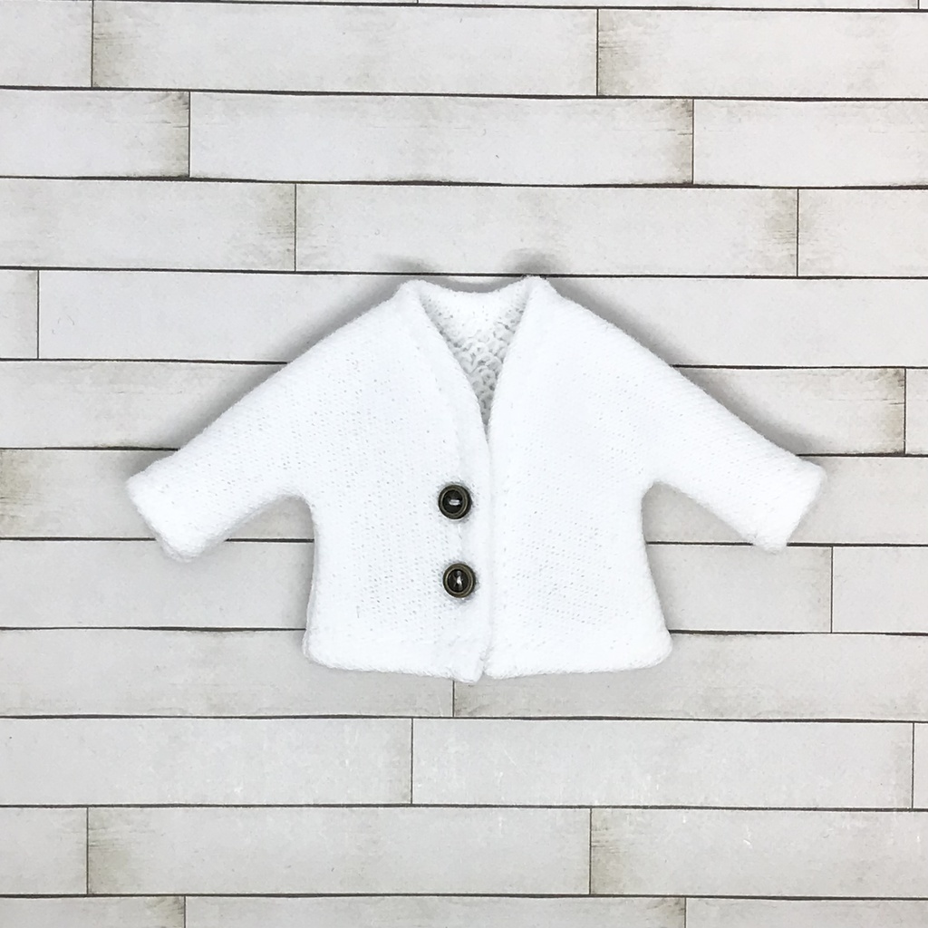 オビツ11サイズ お洋服　単品裏毛スエットカーディガン　ピュア白