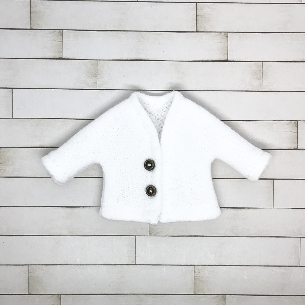 ＊オビツ11サイズ お洋服　単品　裏毛スエットカーディガン　ピュア白＊