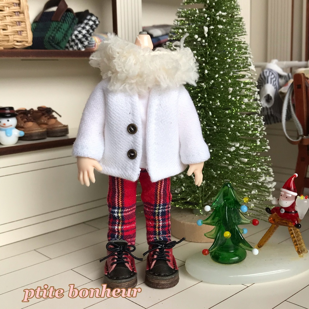 ＊オビツ11サイズ お洋服　単品　裏毛スエットカーディガン　ピュア白＊