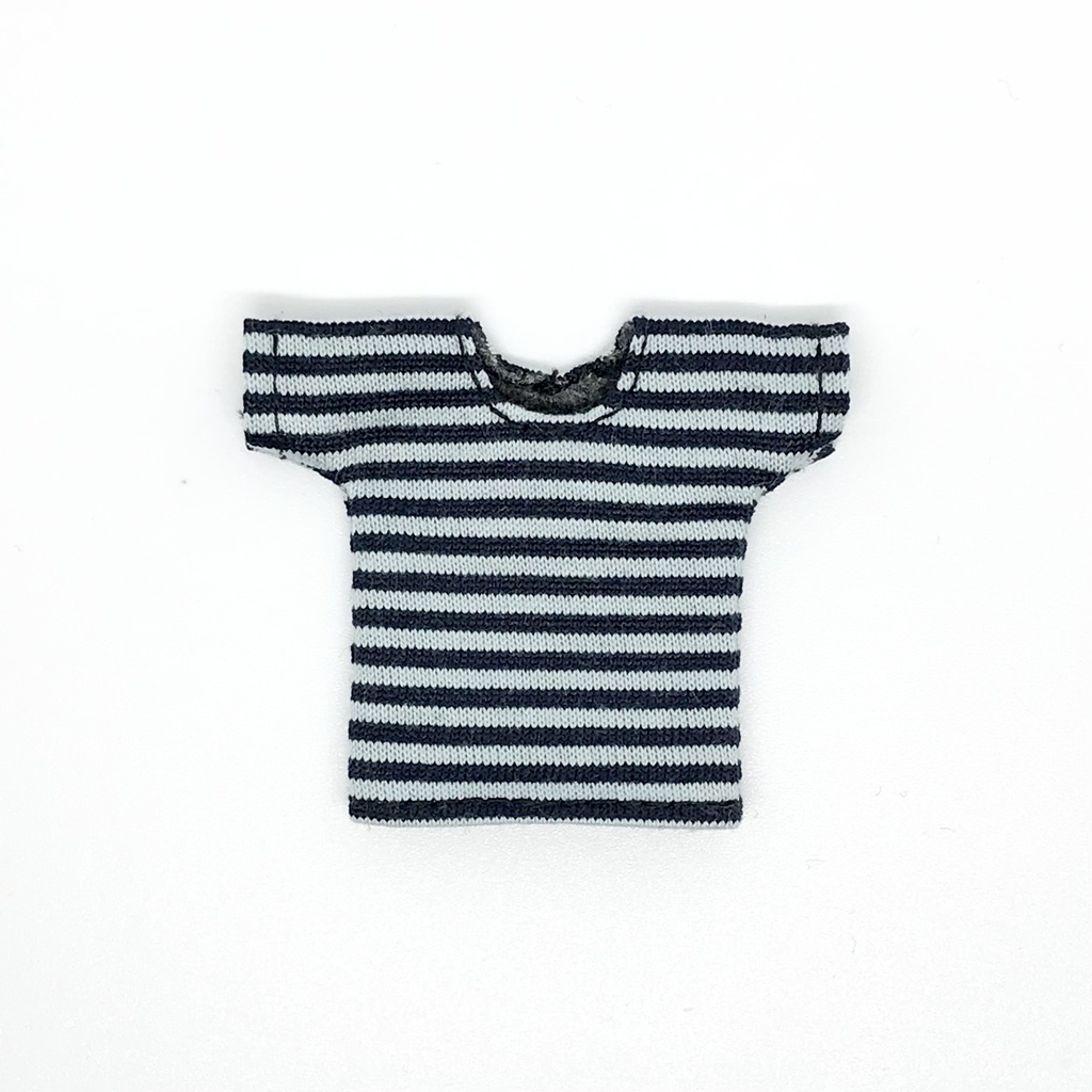 ＊オビツ11サイズ お洋服　単品　半袖Ｔシャツ　黒×グレーボーダー　丸首＊