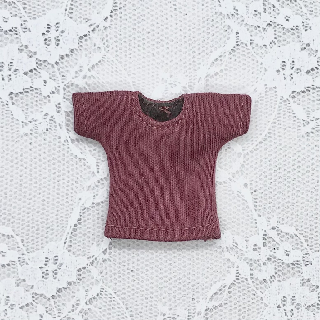 オビツ11サイズ お洋服　単品Tシャツ　ボルドー　丸首