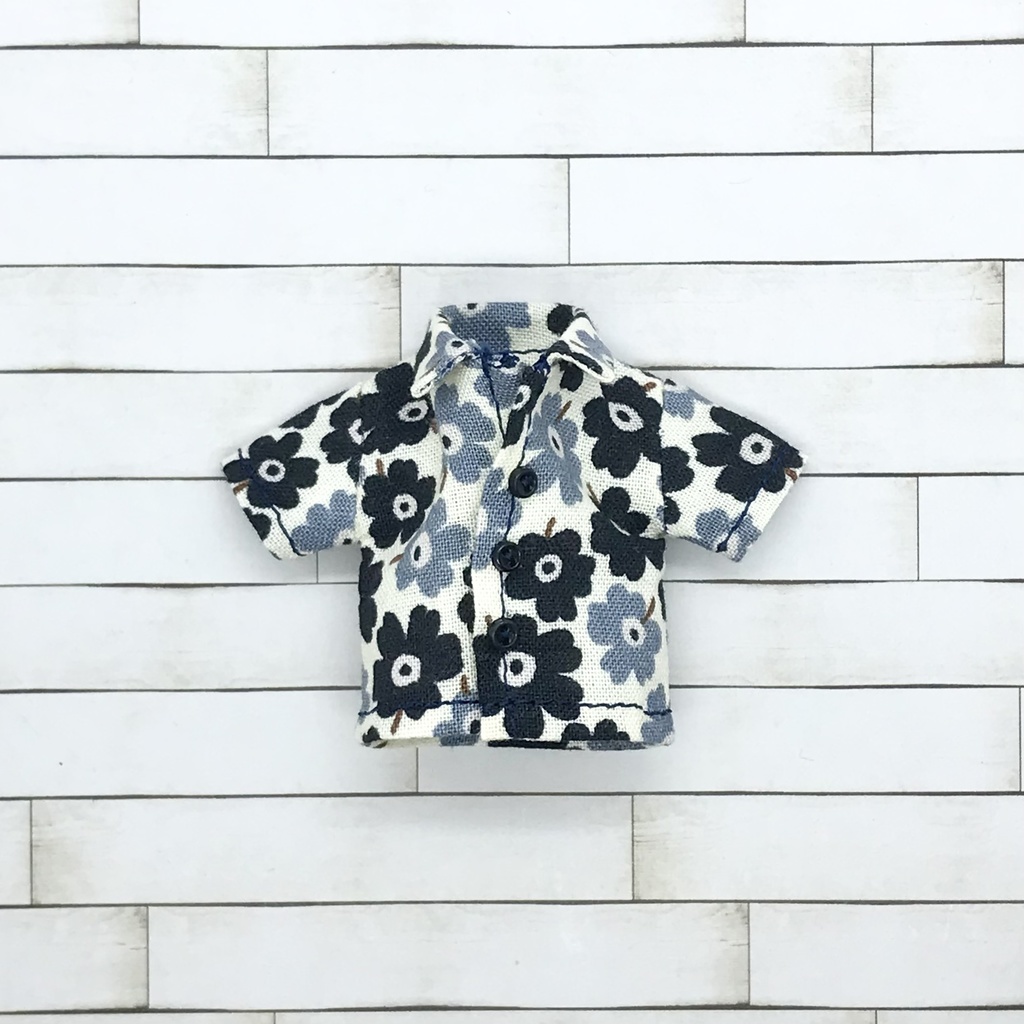 ＊オビツ11サイズ お洋服　単品　半袖シャツ　花柄　クールカラー　前閉じ＊