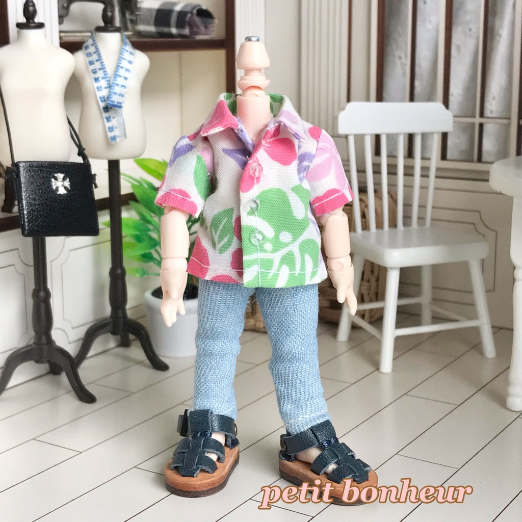 ＊オビツ11サイズ お洋服　単品　半袖シャツ　アロハ　ウォームカラー　前閉じ＊