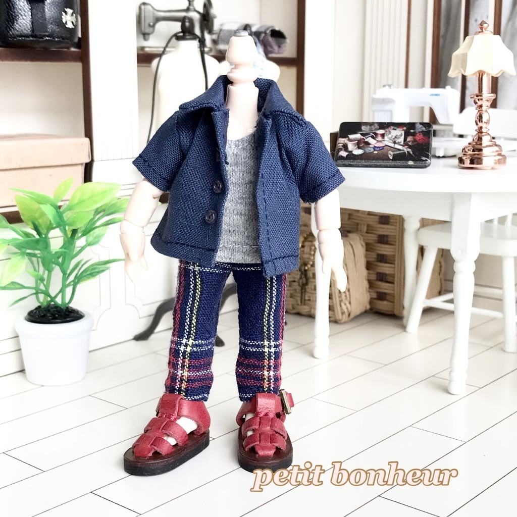 ＊オビツ11サイズ お洋服　単品　半袖シャツ　カジュアルタイプ　ネイビー　前開き＊
