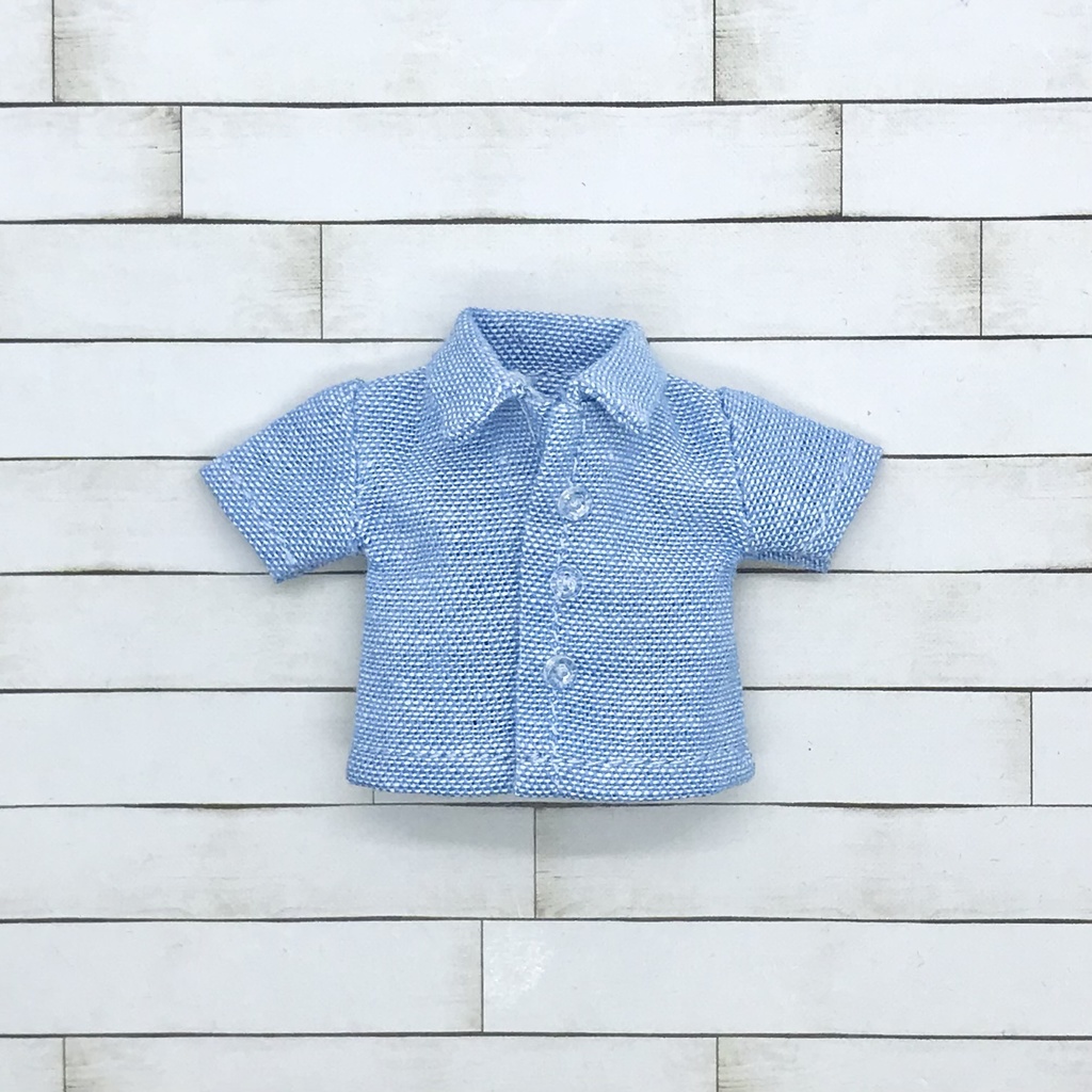 ＊オビツ11サイズ お洋服　単品　半袖シャツ　ダンガリー　スカイブルー　前閉じ＊