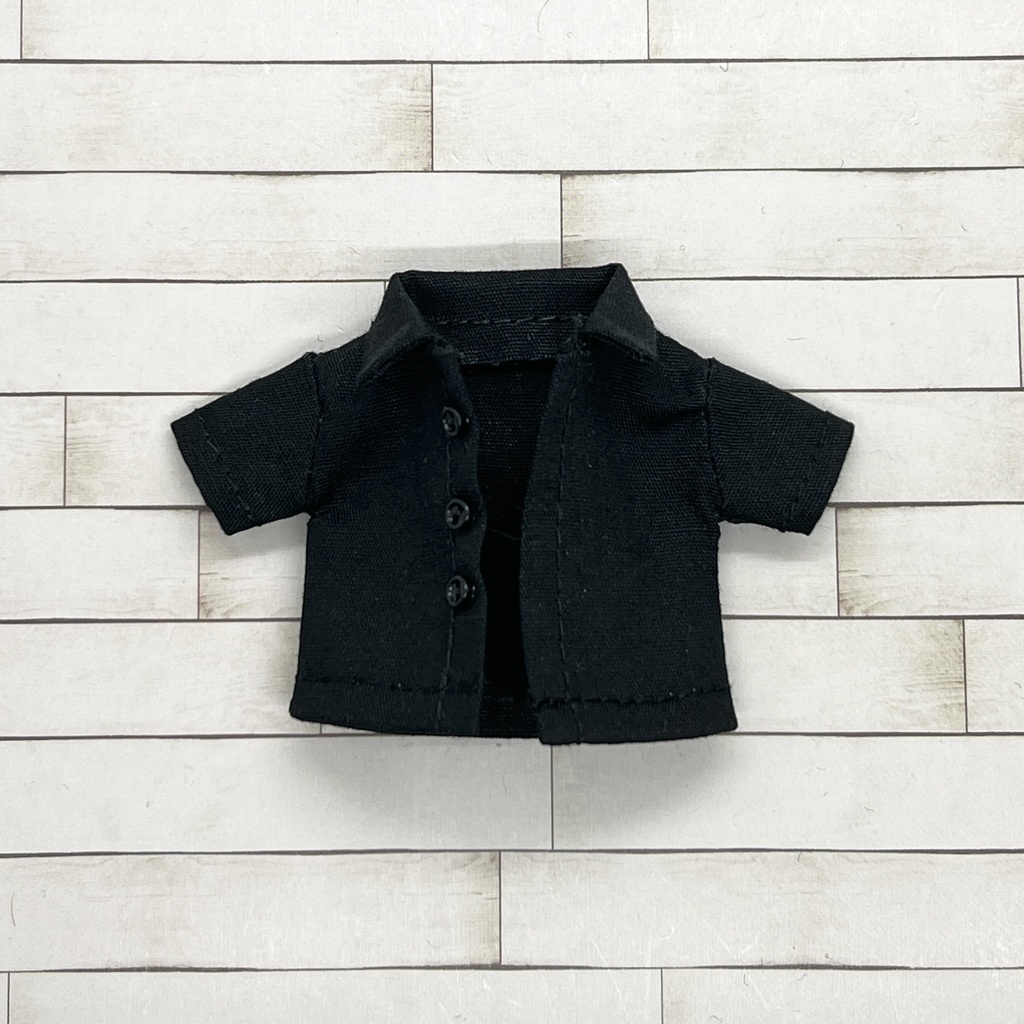 オビツ11サイズ お洋服　単品半袖シャツ　黒　前開き