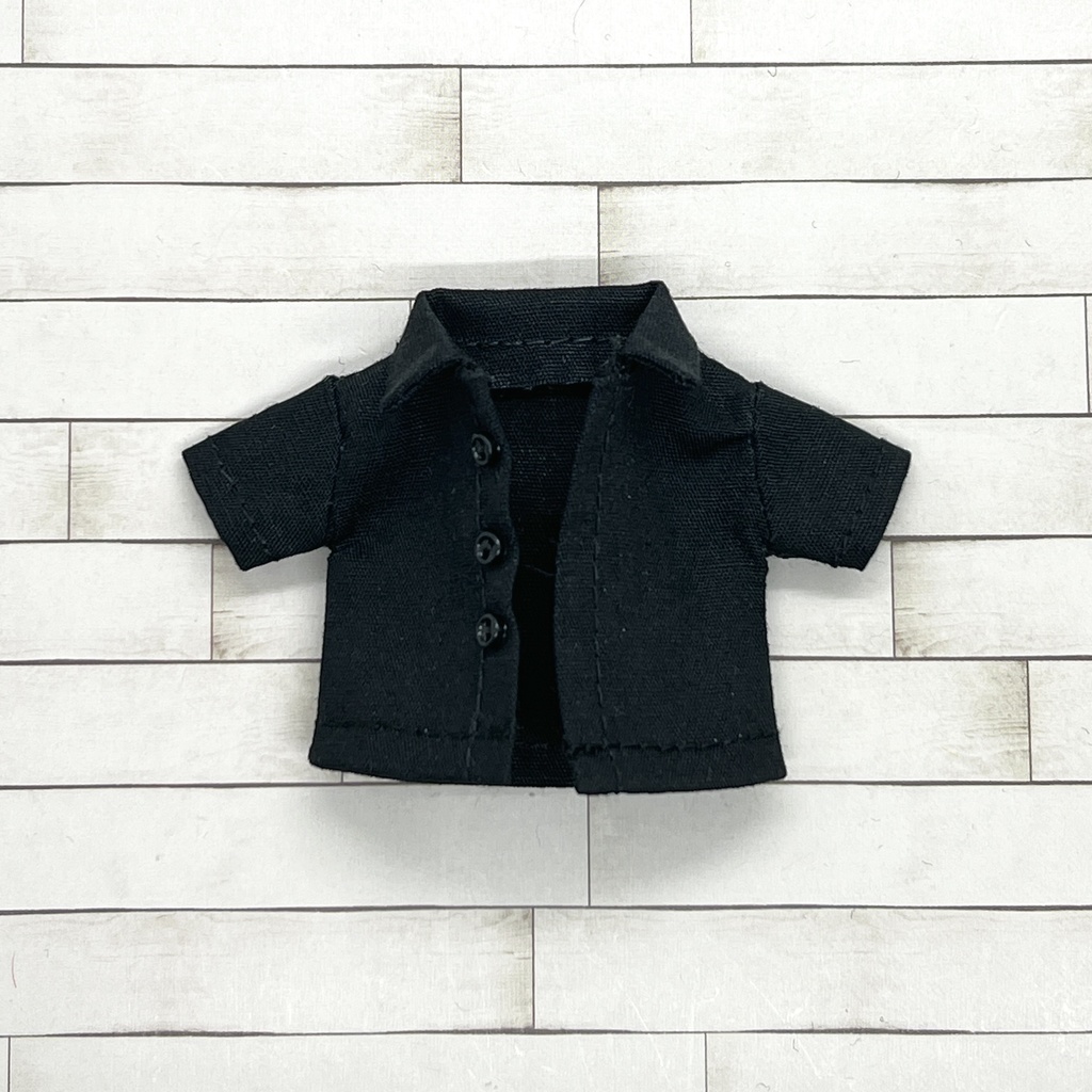 ＊オビツ11サイズ お洋服　単品　半袖シャツ　黒　前開き＊