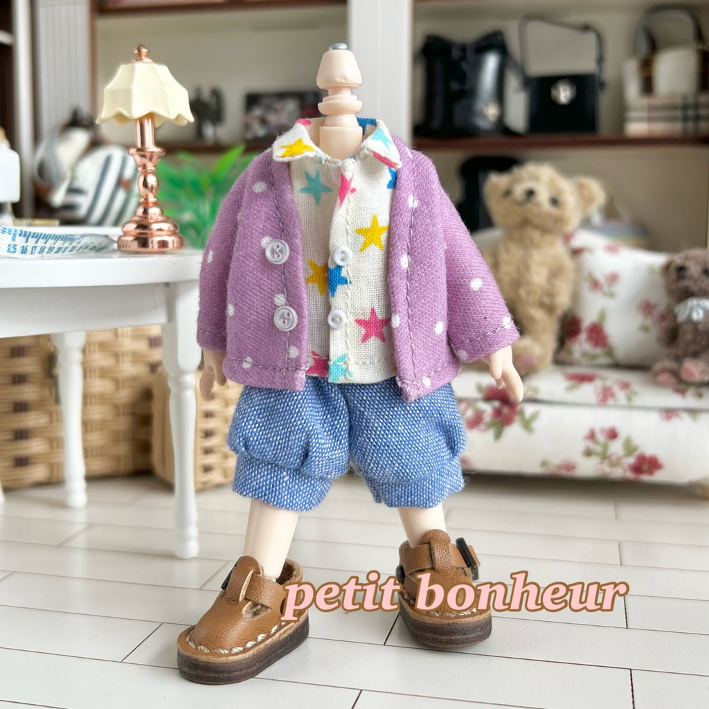 ＊オビツ11サイズ お洋服　単品　ノースリーブシャツ　カラフルスター＊