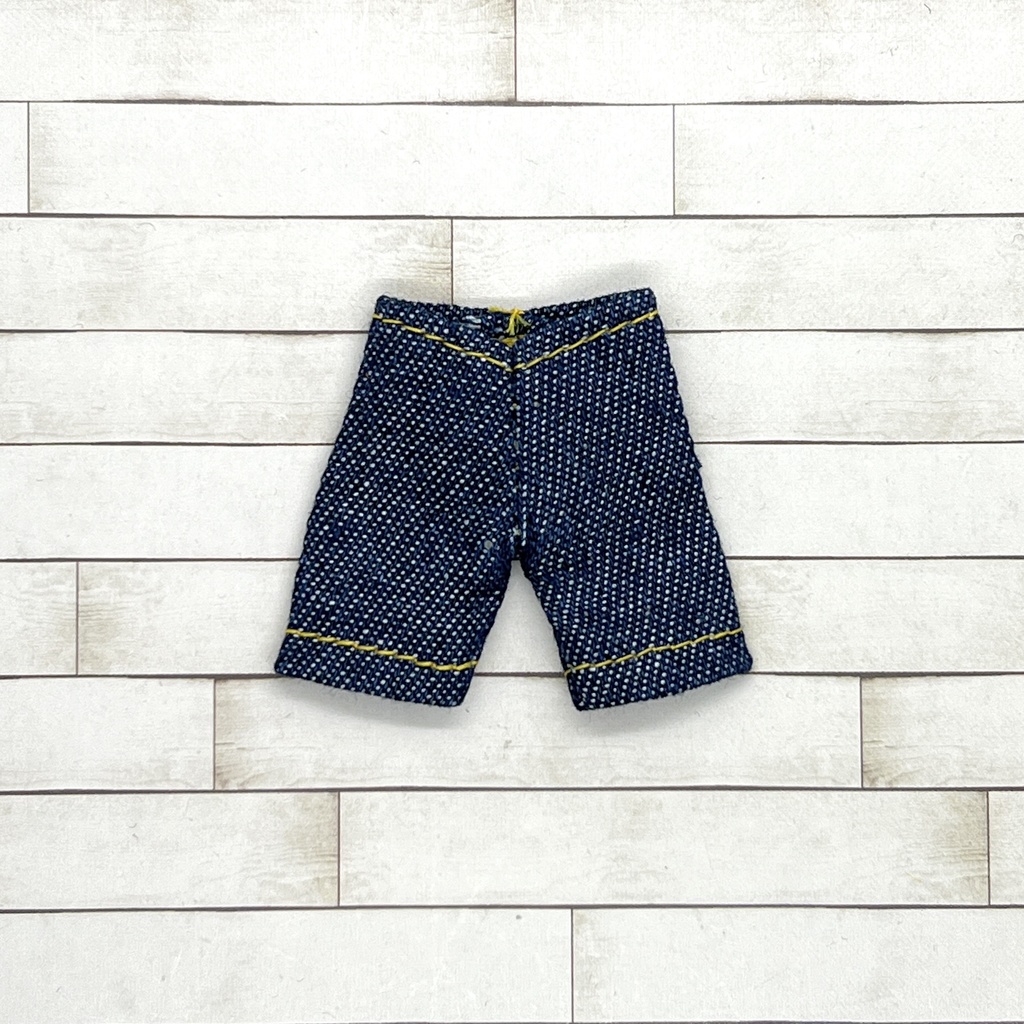 ＊オビツ11サイズ お洋服　単品　デニム　紺　イエローステッチ　ハーフ丈＊