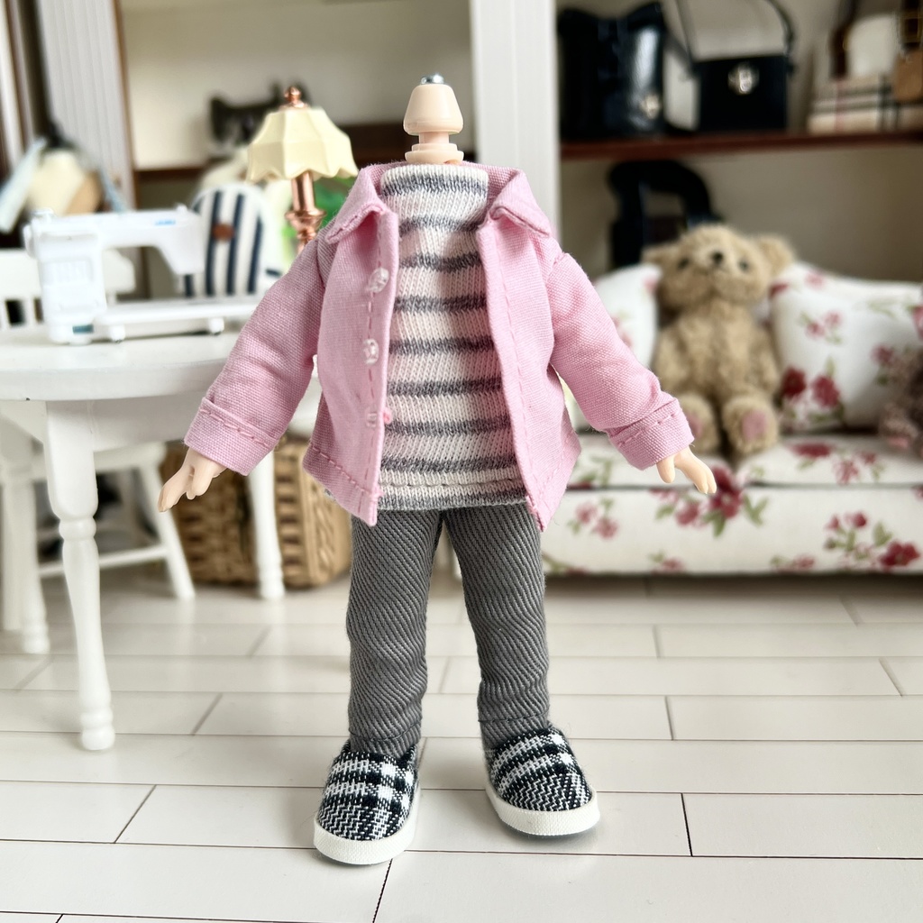 ＊オビツ11サイズ お洋服　単品　長袖シャツ　さくら　前開き＊