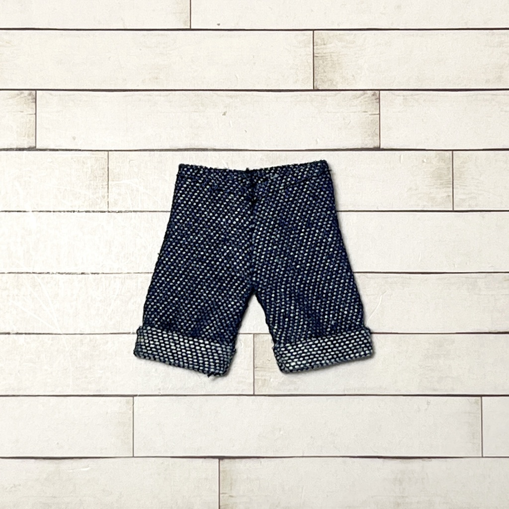 ＊オビツ11サイズ お洋服　単品　デニム　紺　ハーフ丈　ロールアップタイプ＊