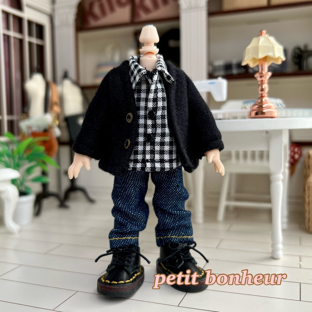 ＊オビツ11サイズ お洋服　単品　デニム　紺　イエローステッチ　ワイドタイプ＊