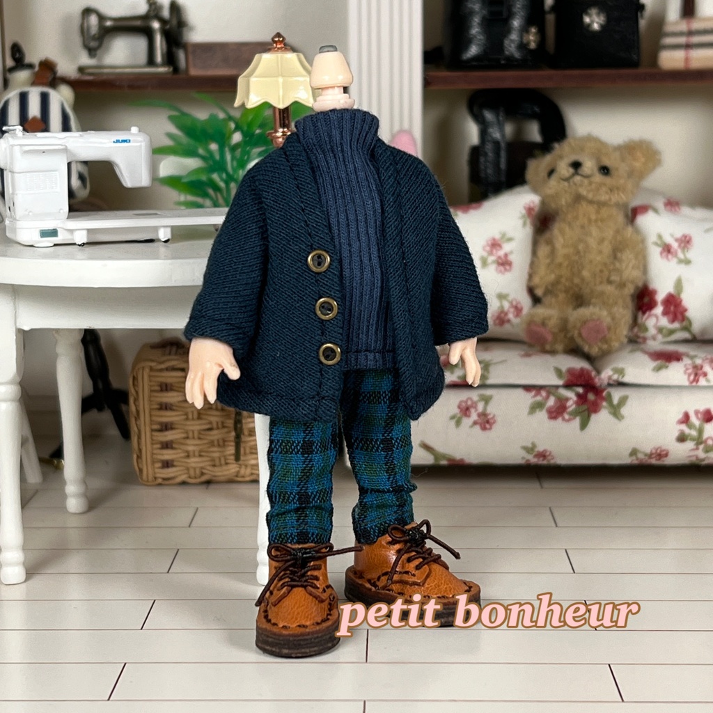 *オビツ11サイズ お洋服 単品 パンツ グリーンベースチェック*