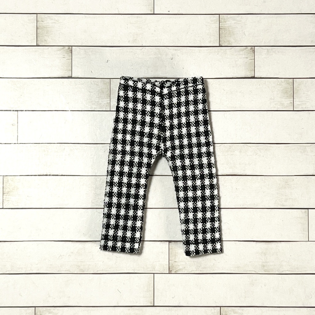 ＊オビツ11サイズ お洋服　単品　パンツ　白×黒チェック（小）＊