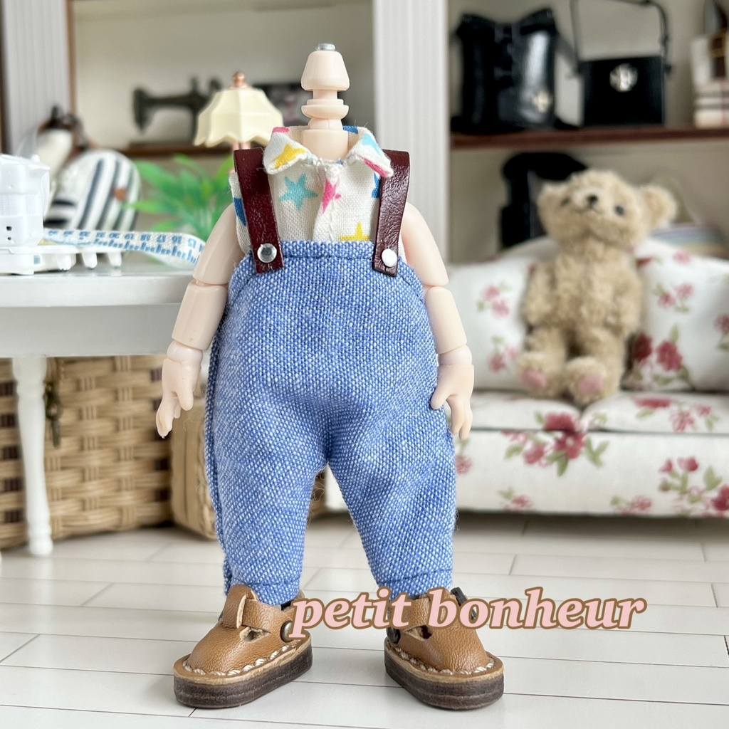 ＊オビツ11サイズ お洋服　単品　サロペットパンツ　ダンガリー　スカイブルー＊