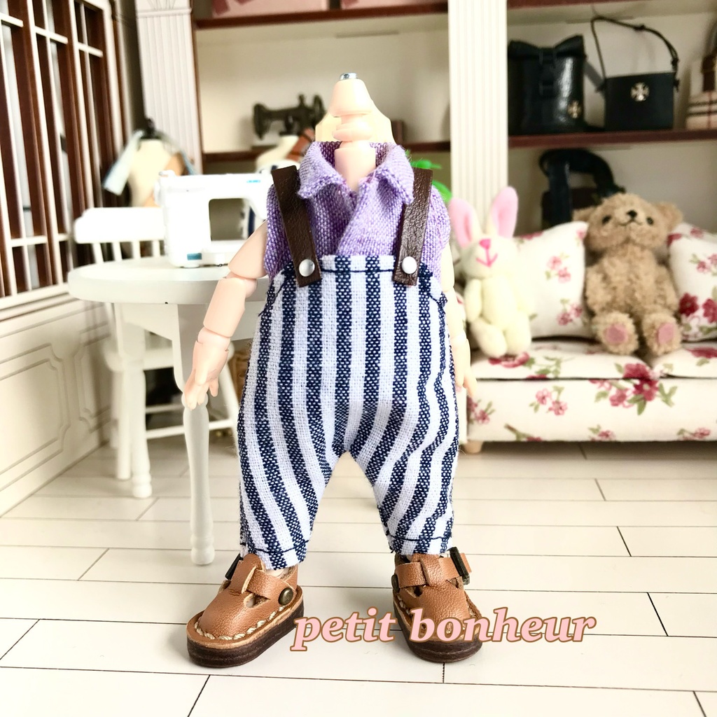 *オビツ11サイズ お洋服 単品 サロペットパンツ ストライプ*