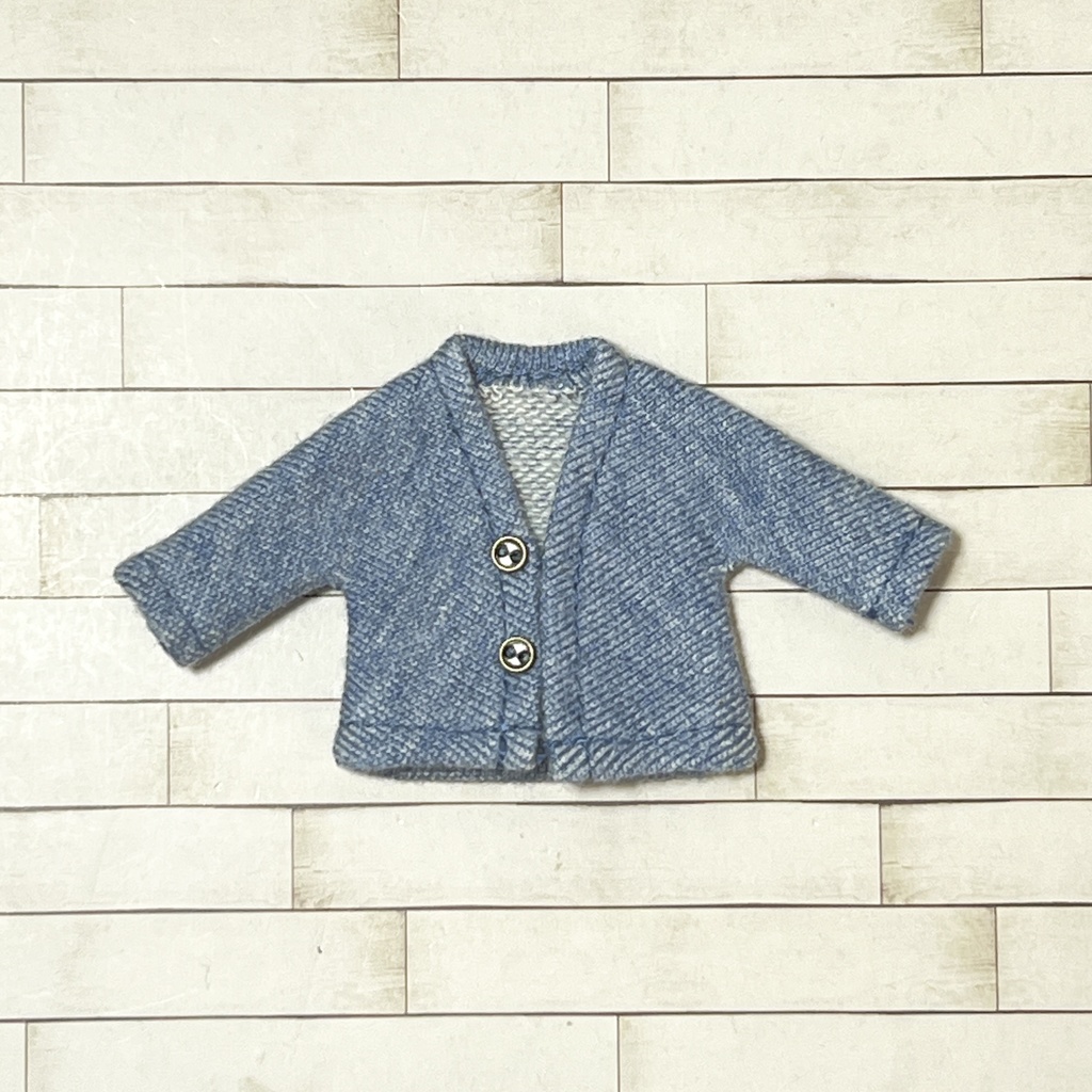 ＊オビツ11サイズ お洋服　単品　裏毛スエットカーディガン　杢スモークブルー＊
