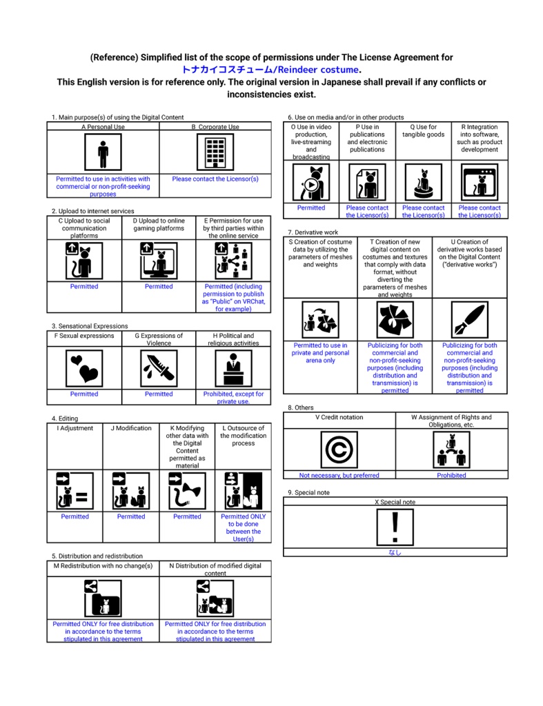 【2アバター対応】トナカイコスチューム/Reindeer Costume