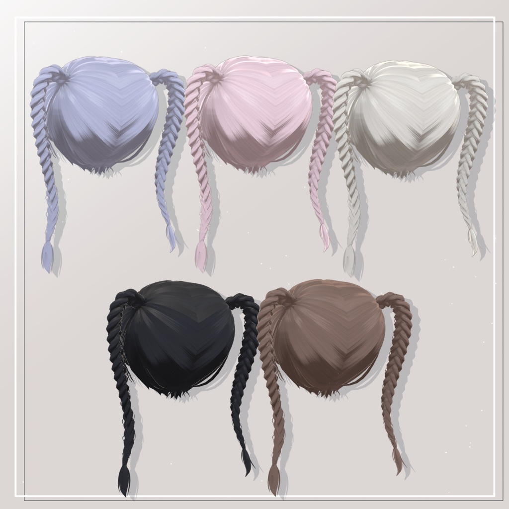 三つ編み ハイ ツインテール / Braided Twintails Hair