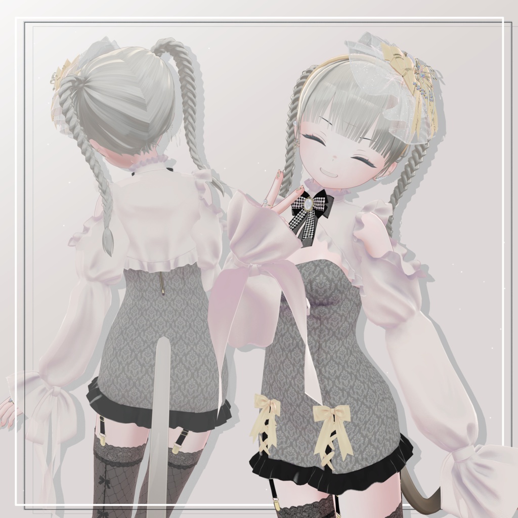 三つ編み ハイ ツインテール / Braided Twintails Hair