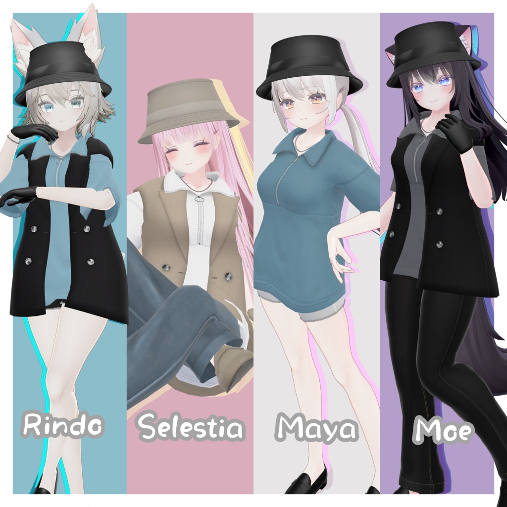 【8アバター対応】ハーフジップサマーコーデ/ Half zip Summer outfits