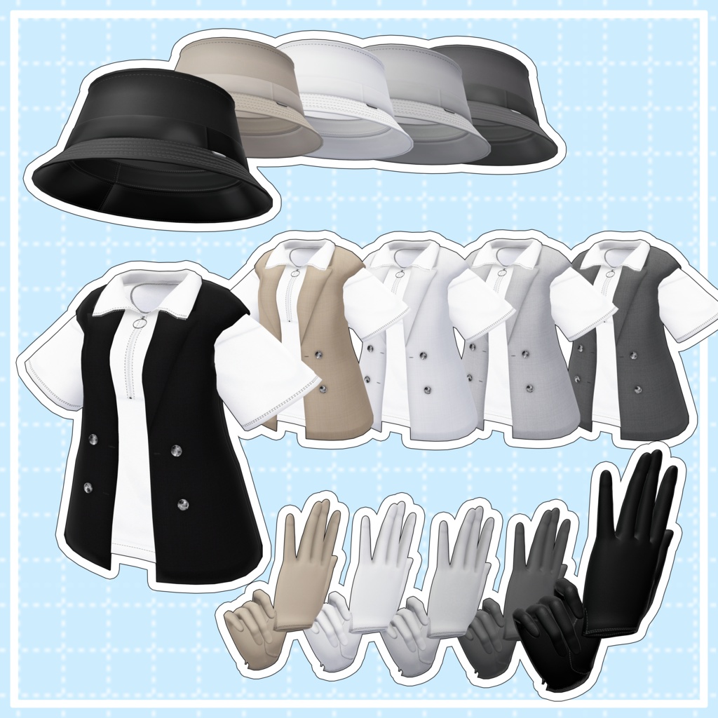 【8アバター対応】ハーフジップサマーコーデ/ Half zip Summer outfits