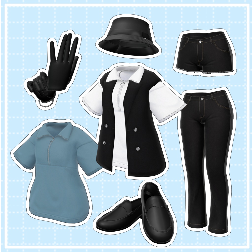 【くうた・Kuuta】ハーフジップサマーコーデ/ Half zip Summer outfits